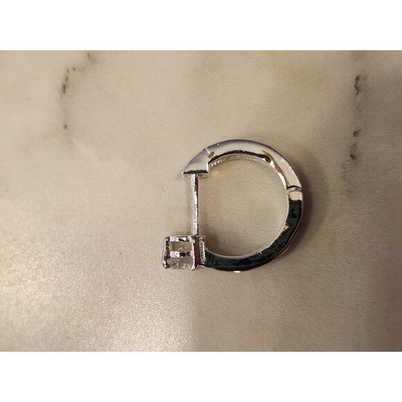 Sterling Silver Hoop Earrings With Cubic Zirconia Accents - Picture 5 of 6